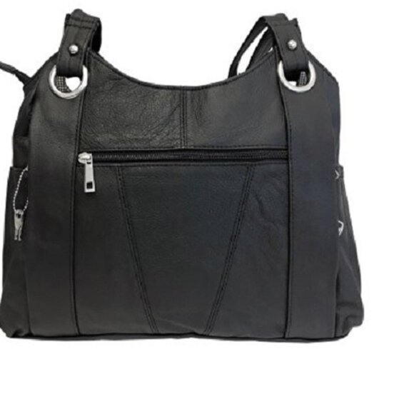 Roma Leather -Dual Zipper Moto Leather Concealment Tote 7008 SURVIVAL KIT! - Picture 4 of 7